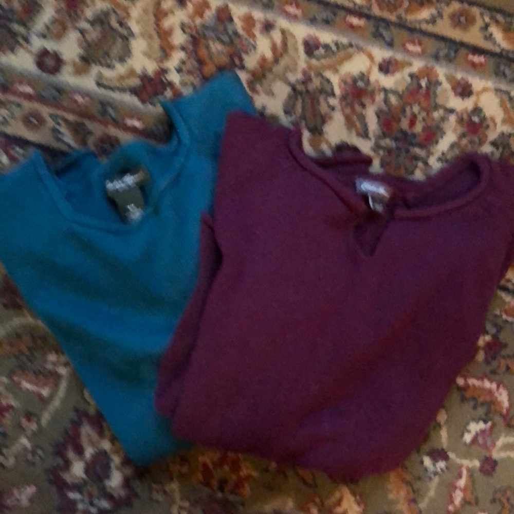 Two Eddie Bauer cotton sweaters